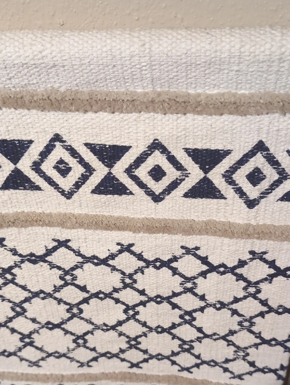 Neutral and Navy Aztec Macramé Wall Hanging